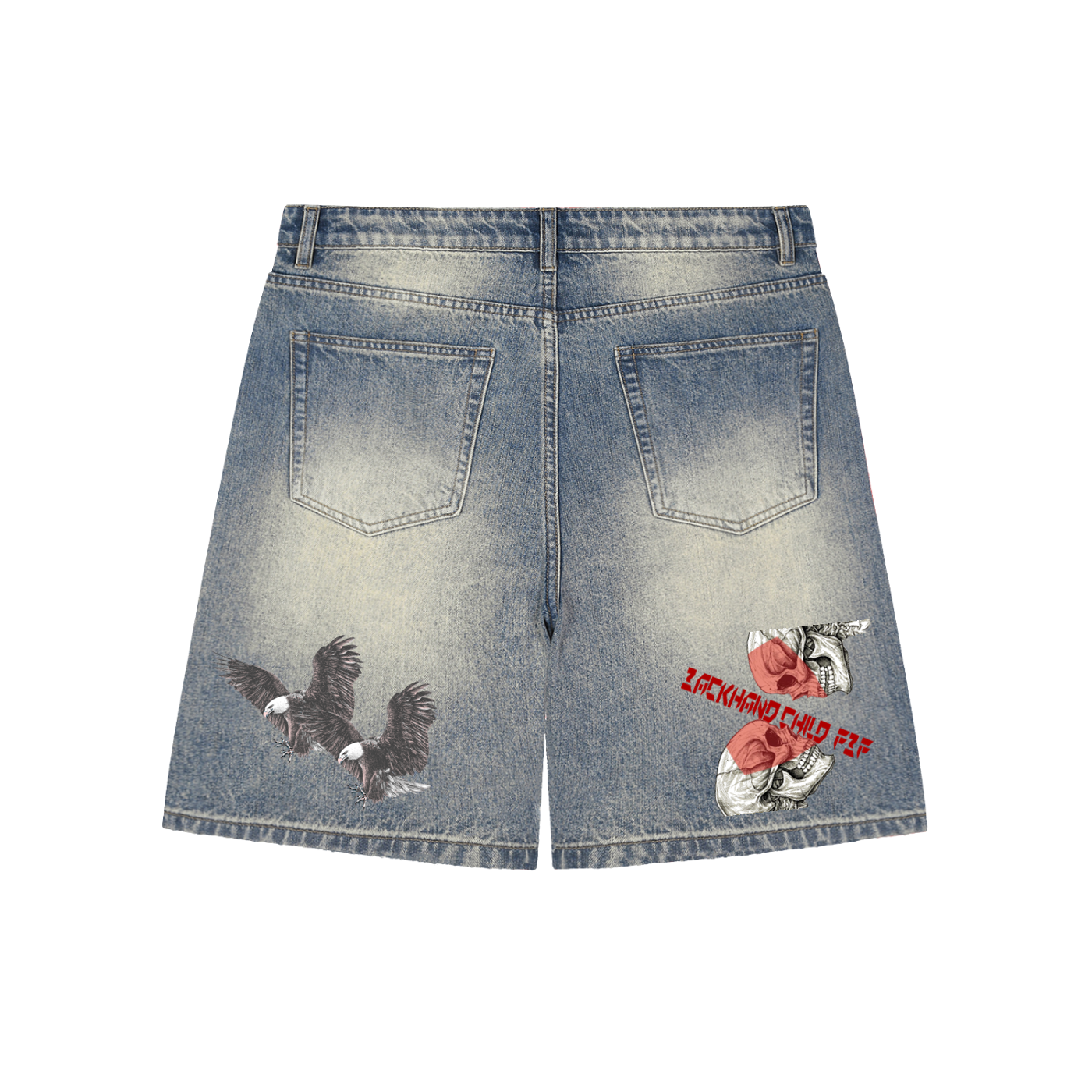 Faded Distressed Baggy Denim Shorts