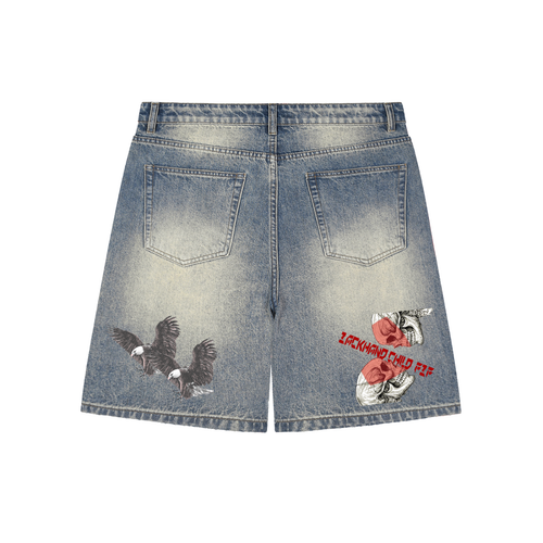 Faded Distressed Baggy Denim Shorts